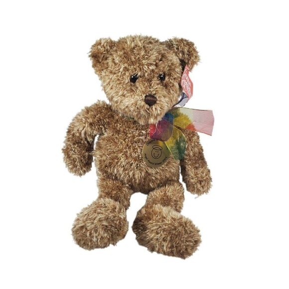Gund Other - Gund Bearessence Brown Teddy Bear Plush Stuffed Animal Rainbow Bow Tie 16" Soft